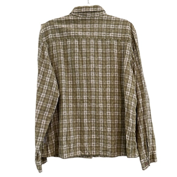 Woolrich Women's Plaid Green and White Long Sleeve Button Up Shirt Size XL - Picture 2 of 6